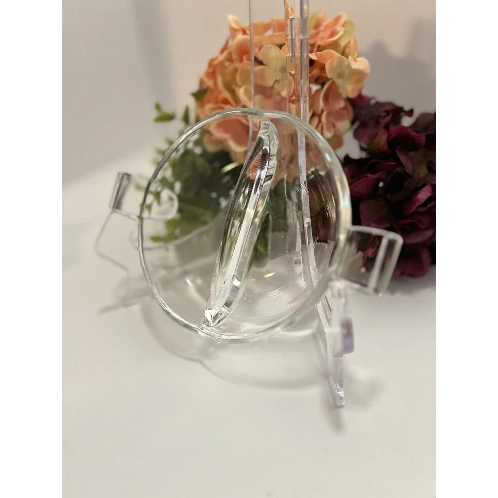 Vintage Clear Glass Divided Relish Dish Candy Nut Bowl w Handles 2 Section